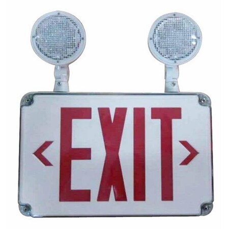 Morris 73456 LED Wet Location Combo Exit Sign and Emergency Light, Red Legend, White by Morris